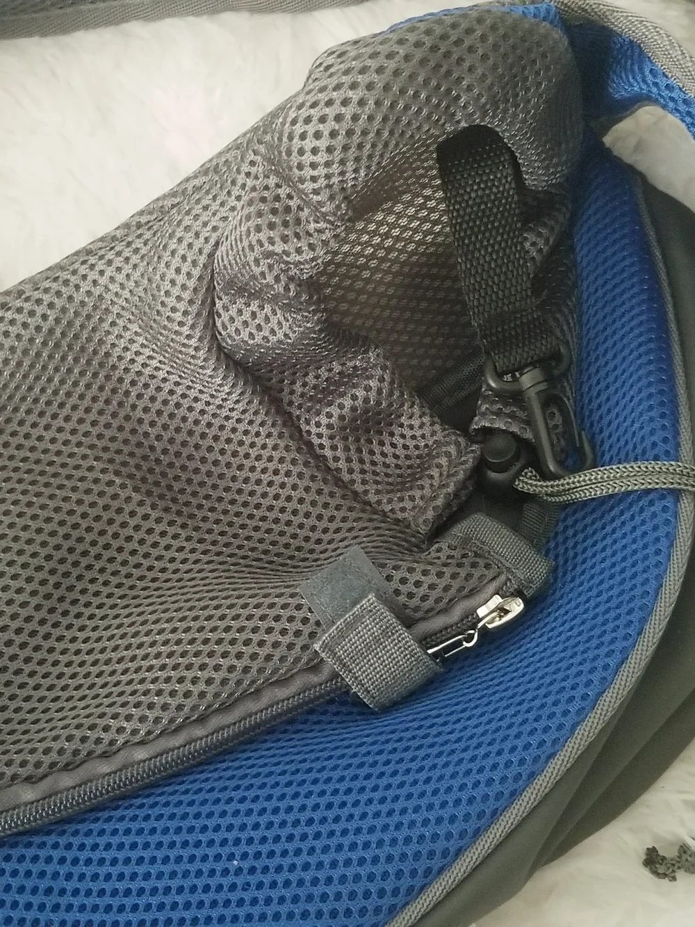 Pet Carrier Gray and Blue Pet Sling Carrier - Hands-Free Travel Sling